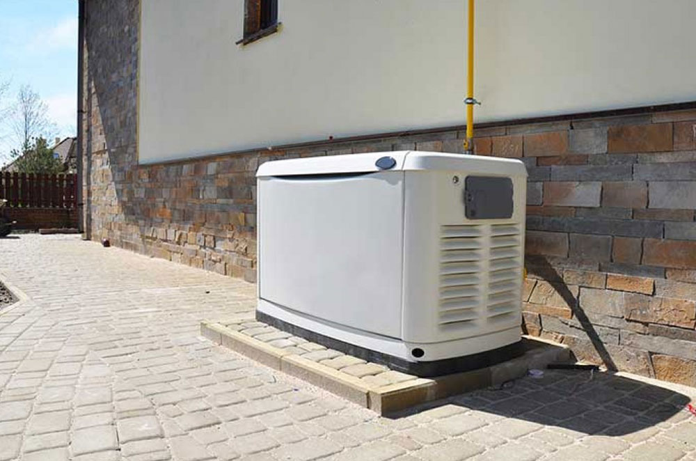 a white outdoor electrical generator