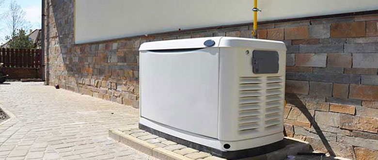 a white outdoor electrical generator